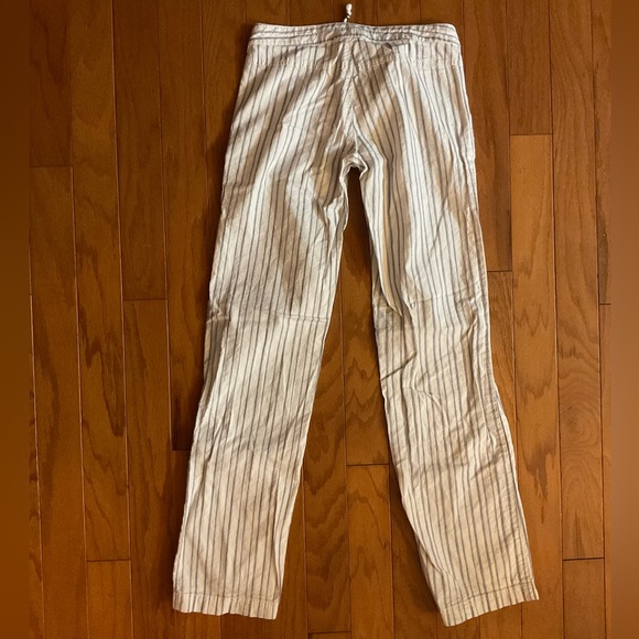 Guess Cool Light Cotton & Linen Black Striped Floral Bead & String Pull Pants! - Picture 7 of 7